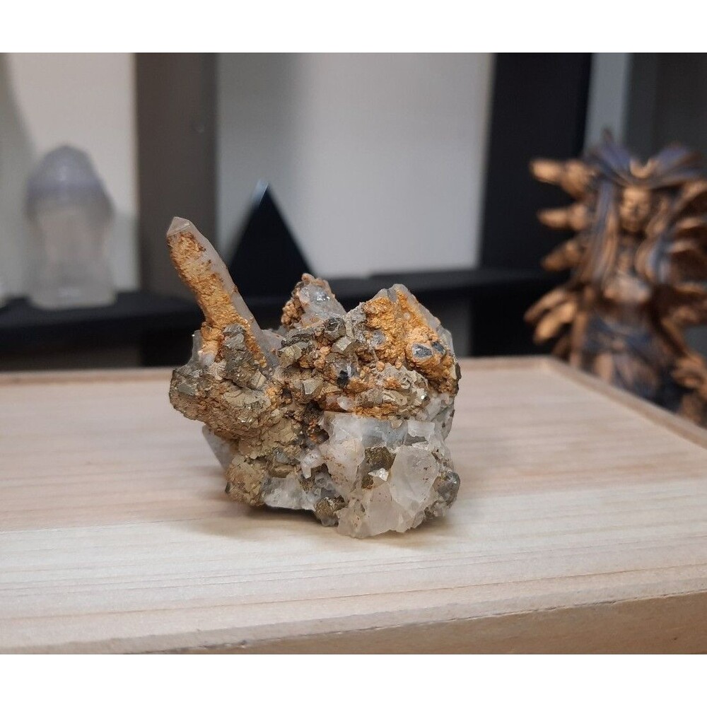 Natural Multi-Mineral Cluster: Quartz, Pyrite, Sphalerite with Golden Limonite - Picture 1 of 7